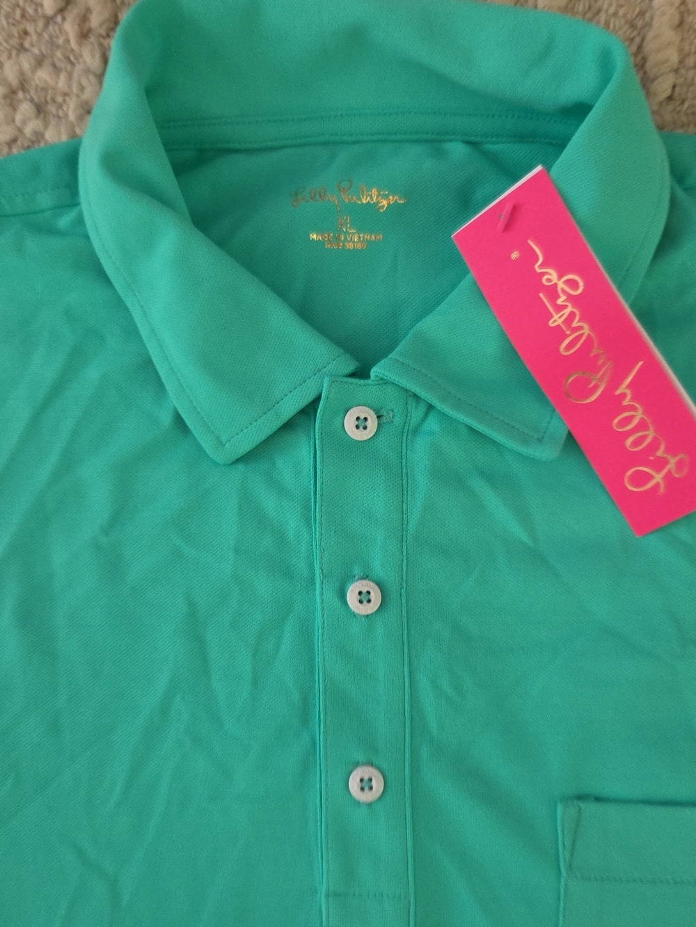 NWT Lilly Pulitzer Men’s Green Pocket Polo Shirt - Size XL